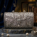 Antique Silver Purse – Plain Floral Clasp, Twin Ring Handle