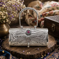 Antique Silver Purse – Single Ruby, Twisted Rope Handle