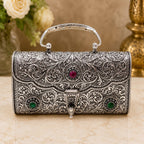 Antique Silver Purse – 3-Stone, Oval Loop Handle
