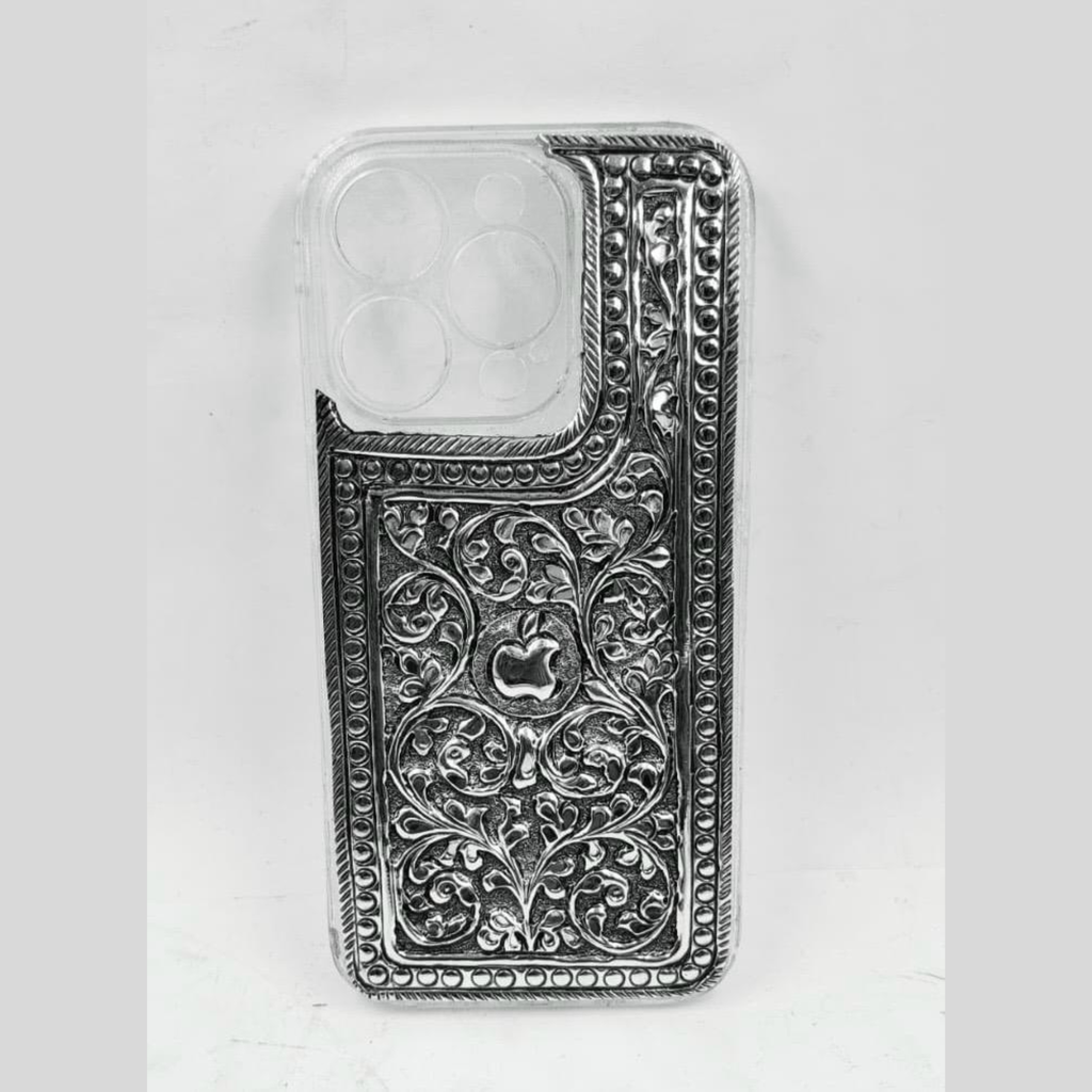 iPhone Pro Cover – Floral Scroll with Thick Beaded Double Border