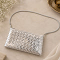 Contemporary Silver Purse – Chatai Weave Crossbody Sling