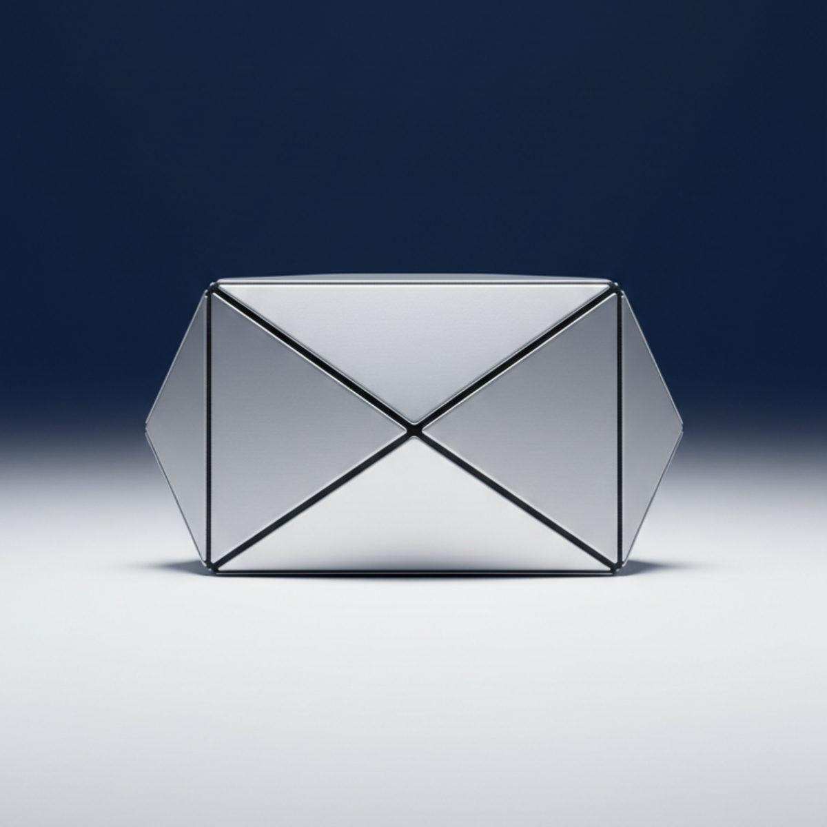 Contemporary Silver Clutch – Geometric Faceted Panels