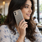 iPhone Cover – Art Deco Fan & Shell Repeat with Beaded Border