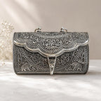 Antique Silver Purse – Scrolling Floral Vine with Twin Elephant Medallions