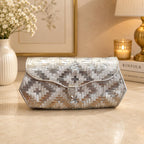 Contemporary Silver Purse – Basket-Weave Texture with Hexagonal Tapered Ends